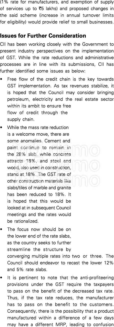 (1% rate for manufacturers, and exemption of supply of services up to  5 lakhs) and proposed changes in the said sche   